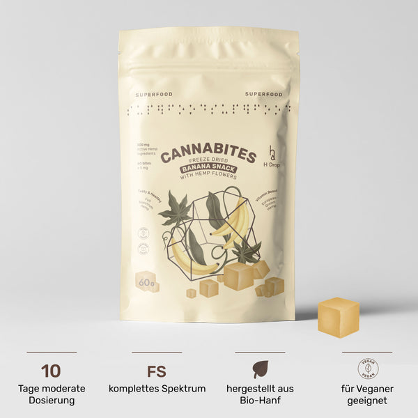 Cannabites - Gefriergetrockneter Bananensnack mit Hanfblüten (60pc, 300mg)